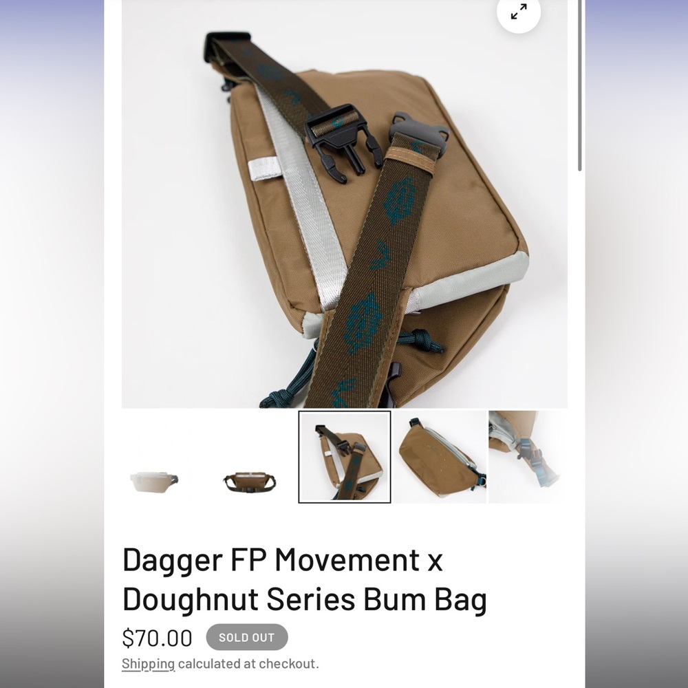 Dagger FP Movement x Doughnut Series Bum Bag, Khaki & Gray - Brand New w/o Tags! - Picture 8 of 10
